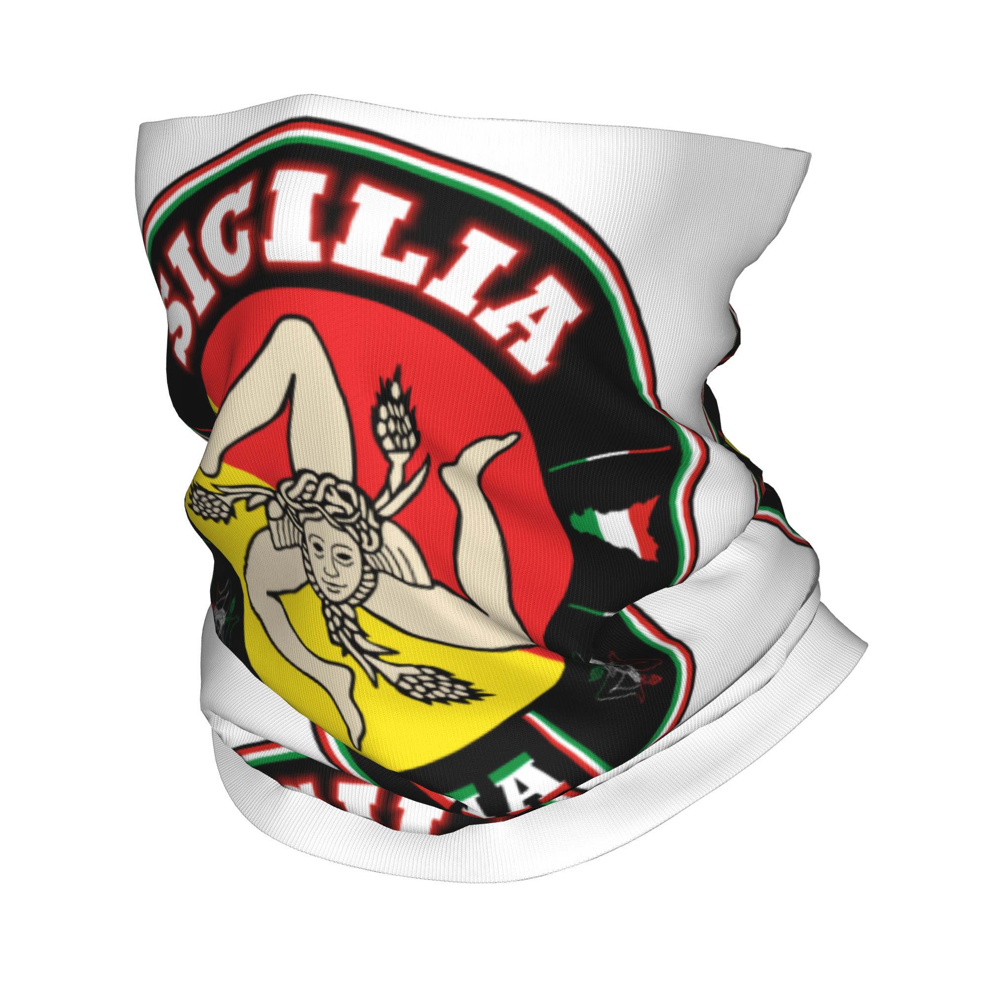 Neck Warmer Tube - Italian Island Sicily Flag Bandana Neck