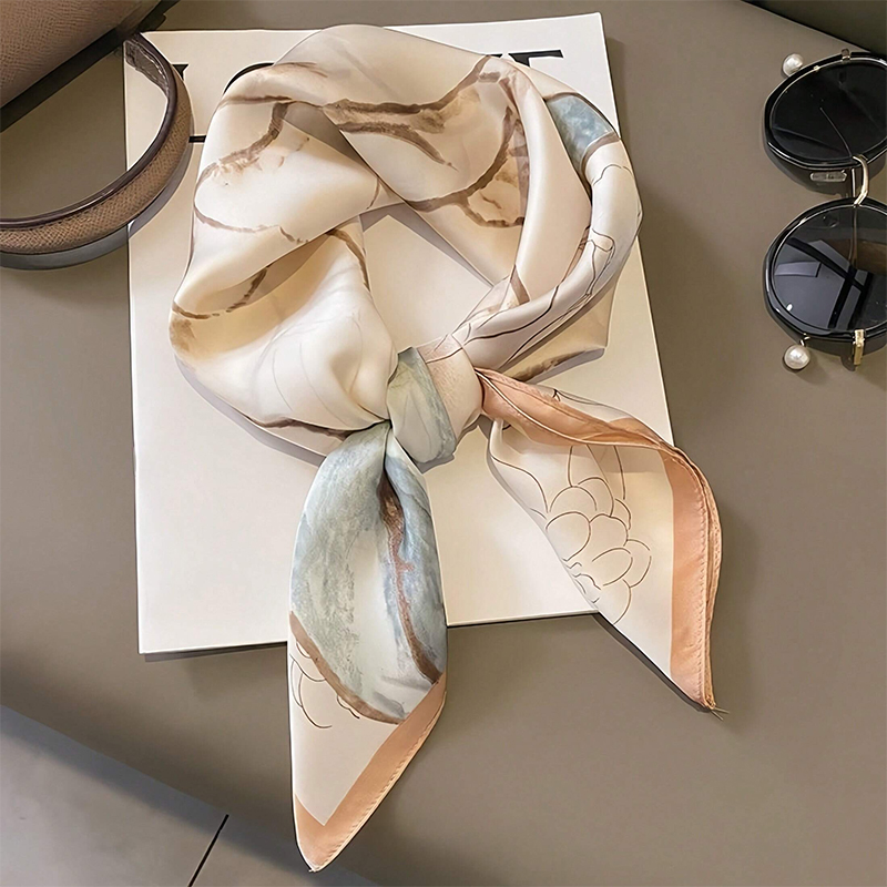 Silk Neck Scarf - 2024 Design Fashion Print Satin Square