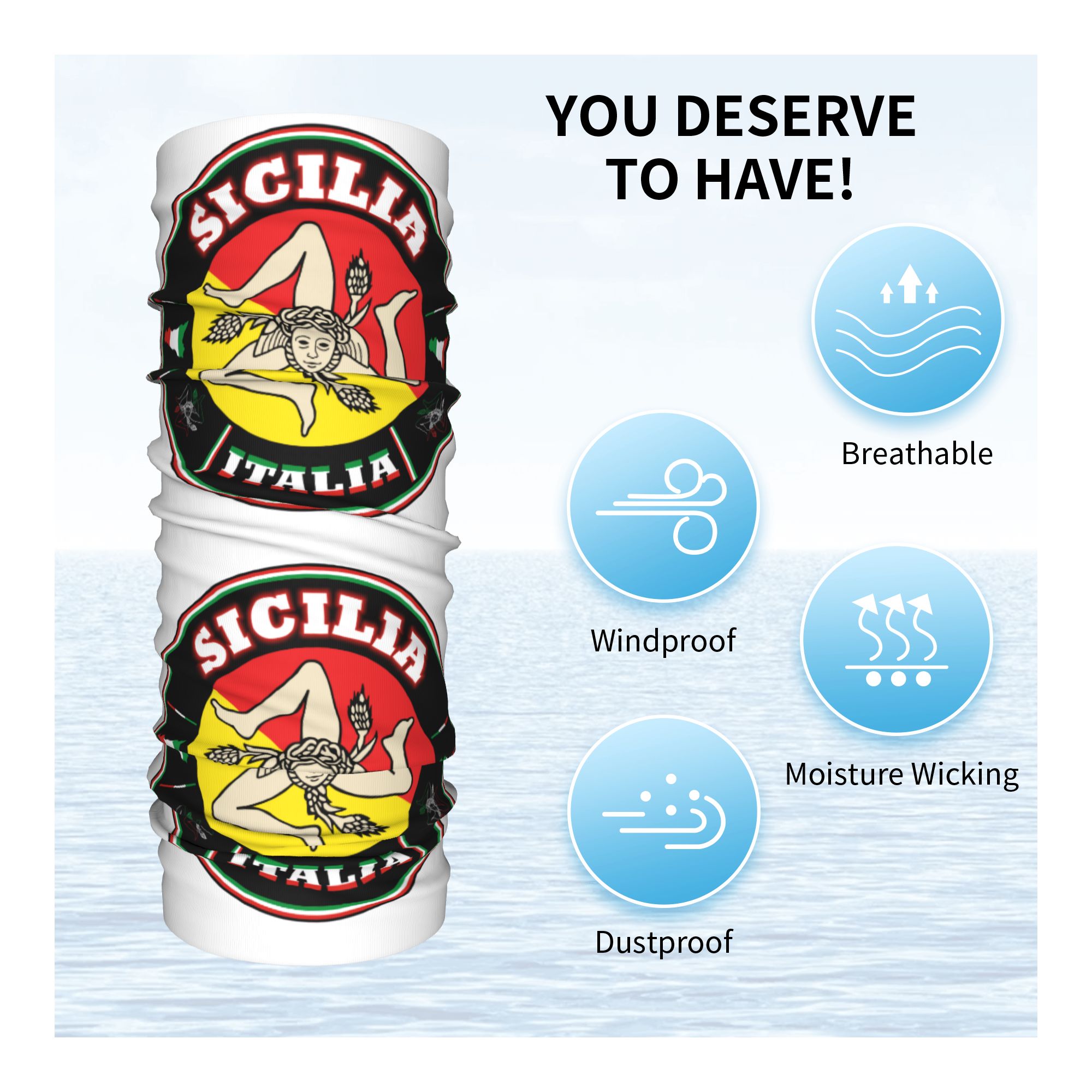 Italian Island Sicily Flag Ban - Neck Warmer Tube review and price