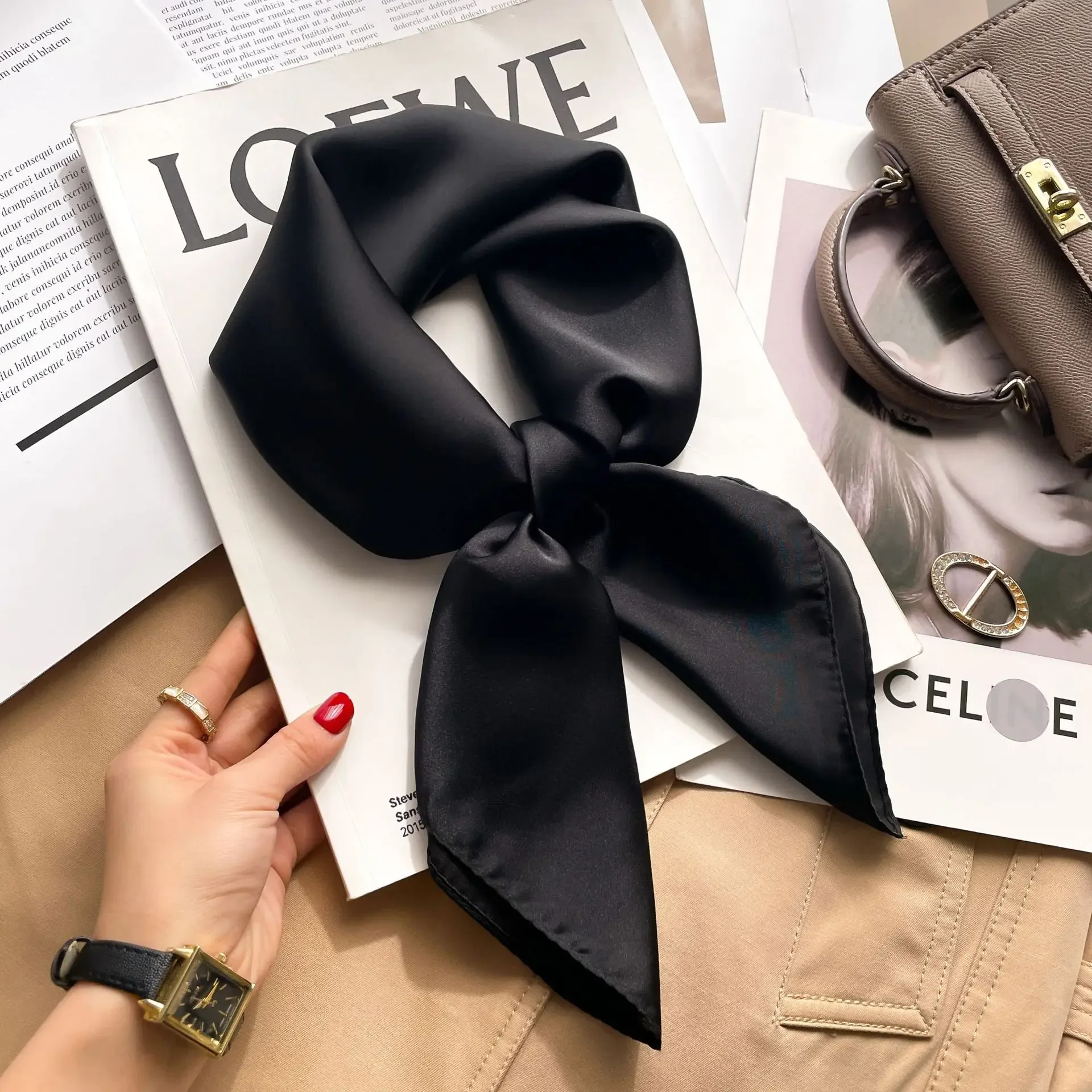 70cm Solid Colors Neckerchief  - Silk Neck Scarf review and price
