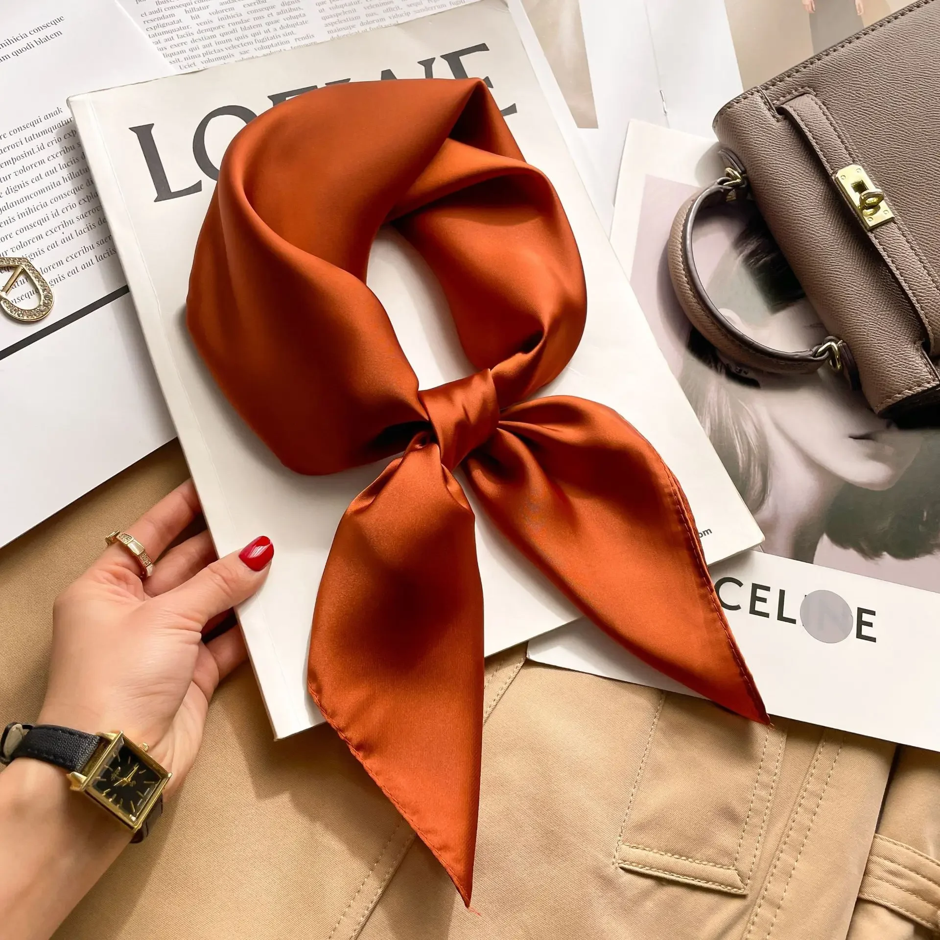 70cm Solid Colors Neckerchief  - Silk Neck Scarf review and price